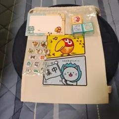 森永製菓 キョロちゃん ぬいぐるみ巾着メッセージカード、シール、 スタンプセットのサムネイル