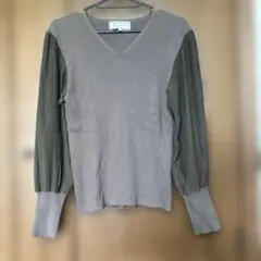 ROPÉ PICNIC 長袖ニット 38 グレー/オリーブ