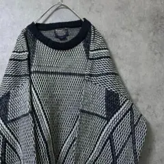 90S vintage 総柄ニット　セーター　メンズ　L アクリル 古着　M1