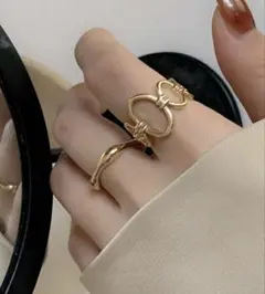 同封¥120 新品未使用 大人シンプル 指輪 ２個セット