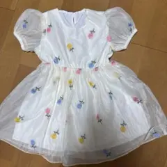 ベビー ワンピース 80cm 女の子 刺繍 チュール 白 ドレス 結婚式 発表会