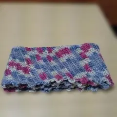 ハンドメイド　青とピンクの段染ネックウォーマー