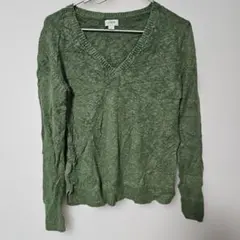 美品✨J.CREW グリーン Vネック ニット (XS)今季節品✨