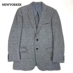 美品 ニューヨーカー シルク混ウール テーラードジャケット XL ライトグレー
