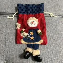 雪だるまデザインクリスマス　巾着袋
