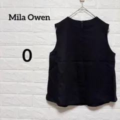 【ミラオーウェン】ノースリーブトップス　黒　S 後ろジップ　ブラウス　シンプル