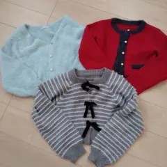 リボン付き長袖カーディガン3点セット　美品