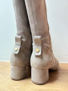 グレー スエード ロングブーツ