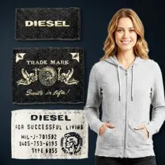 【美品】DIESEL ディーゼル ジップパーカー L グレー 総柄 メンズ