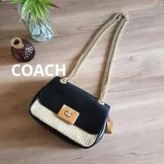 美品 コーチ 2way チェーン レザー かご ショルダーバッグ 鞄 ポシェット