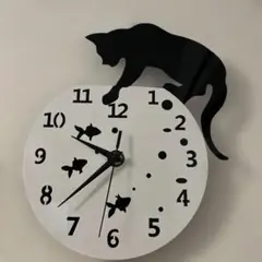 猫と金魚の掛時計　新品　モダン