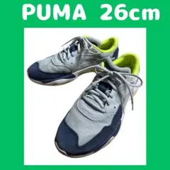 PUMA スニーカー 26cm グレー/ネイビー/ライム