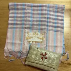 カンボジア刺繍ストール ピンク&パープル&ライトブルー　カンボジア産のサムネイル