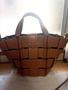 【美品】ZARA ブラウン 編み込み トートバッグ