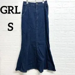 GRL デニム ロングスカート マーメイド S インディゴ レディース