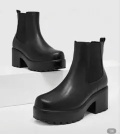 ブラックチェルシーブーツ 高ヒール