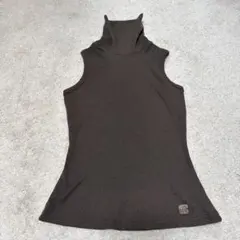 リブ編み ハイネック タンクトップ XSブラウン