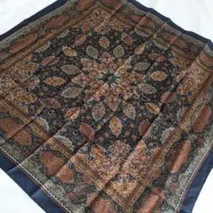 シルク100% 大判スカーフ 76cm ペイズリー柄 日本製