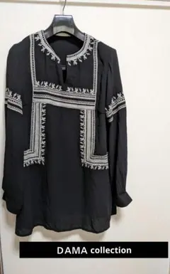 ダーマコレクション刺繍入り黒長袖シャツのサムネイル