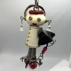 PRADA プラダキーホルダー ロボットモチーフホワイト×レッド バッグチャーム