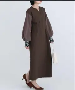 ラビアンジェ　ジャガードカフスドレス　ワンピース　3L 結婚式　セレモニー