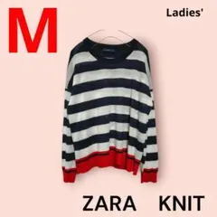 ZARA　KNIT　ザラ　薄手　サマーニット　ボーダー　М