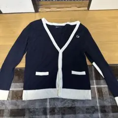 FRED PERRY ネイビー Vネックカーディガン L