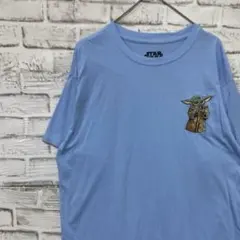 スターウォーズ古着ヴィンテージTシャツ！ブルーロゴ刺繍半袖M 0521のサムネイル