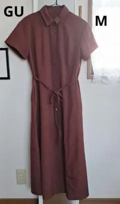 GU☆ロングワンピース　Mサイズ　半袖ワンピース　シャツワンピース