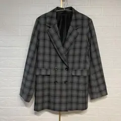 未使用品✨GU【S】テーラードジャケット／レディース✿ダブル✿チェック✿薄手