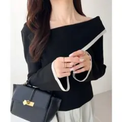 mily bilet 2WAYアシンメトリーオフショルダーリブニット Sサイズ