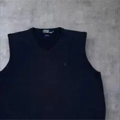 90s Polo by Ralph Lauren ニット ベスト ネイビー える