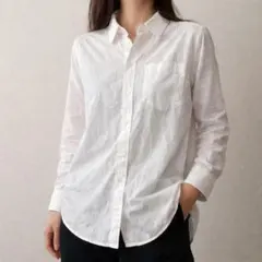 H&M【36】コットン100% 白シャツ 長袖シャツ レディース 胸ポケット