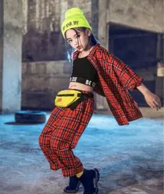 【新品】タータンチェック　キッズダンス　ダンス衣装　ヒップホップ　140㎝