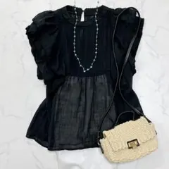 美品✨2024スローブイエナ ラミーフリルピンタックブラウス 洗える F