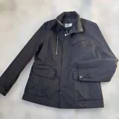 【タケオキクチ】メンズブルゾン 黒 中綿キルティングジップアップ M