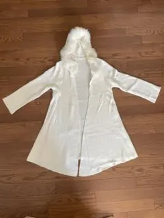 WILLSELECTION フォックスファー付きホワイトロングコーディガン　M