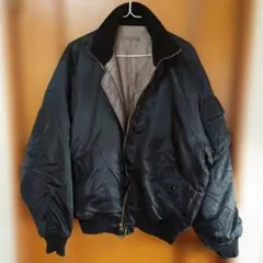 黒 MA-1 フライトジャケットドカジャン！ フリース襟付き！black M