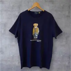 美品【現行QRタグ】ポロ　ラルフローレン ポロベア Tシャツ サファリ 紺　XL