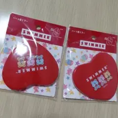 swimmer スイマー ハート型ミラー 2面鏡 赤色 2個セット