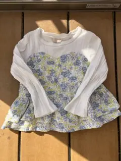 petit main 花柄フリル長袖カットソー 100cm