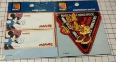 ミニーマウス ネームラベルと刺繍バッジセット　レトロ