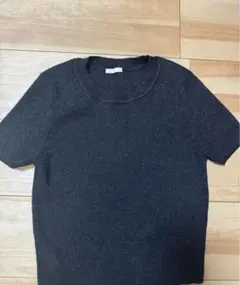 GU ラメ入り 半袖ニット ブラック