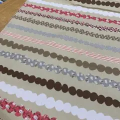 ボーダー　プリント　ブラウン　オックス生地　35cm×75cm