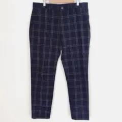 ザラ　テーパードパンツ　ウエストストレッチゴム　黒　チェック　EUR L 大きめ