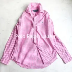 大きいサイズ ラルフローレン ギンガムチェックシャツ ピンクホワイト ポニー刺繍