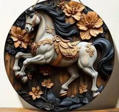 【限定2名様】秀麗品✨✨✨木製 馬と花のウェルカムボード