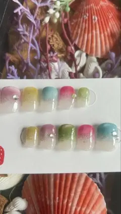 キッズネイルチップ！マグネットネイルグラデーション ネイルチップ 5個セット