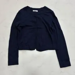 PLST プラステ ノーカラー ニットカーディガン ネイビー M G319