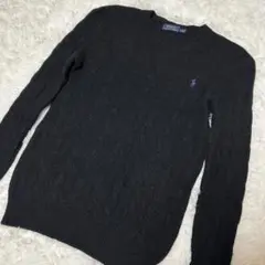 美品✨ ポロバイラルフローレン ケーブルニット カシミヤ混 ブラック S